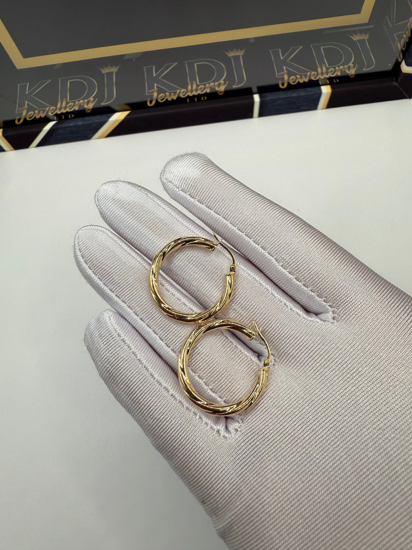 9ct Gold Twist Hoops 2cm