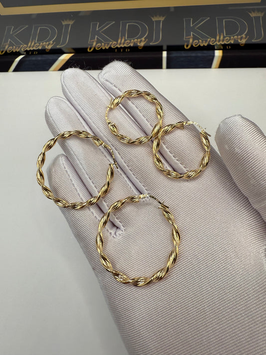 9ct Gold Twist Hoops
