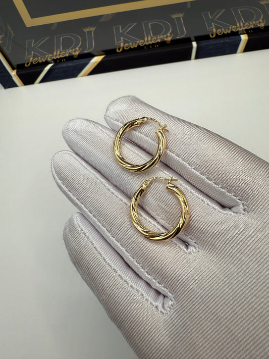 9ct Gold Twist Hoops 1.5cm