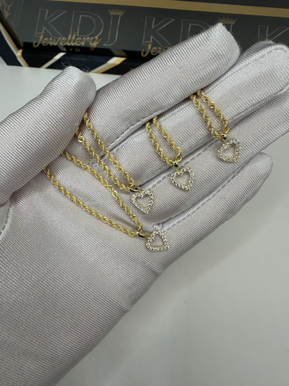 9ct Gold New heart necklace set.
