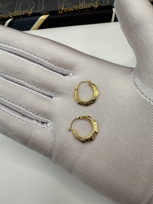 9ct Patterned Creoles